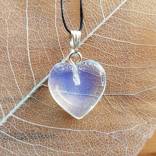 Opalite Heart Pendant (20mm man made silver plated)