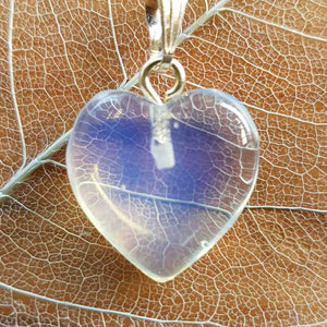 Opalite Heart Pendant (20mm man made silver plated)