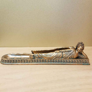 Copper Look Reclining Buddha Incense Holder (approx. 28x7x5cm)