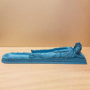 Turquoise Blue Reclining Buddha Incense Holder (approx. 28x7x5cm)