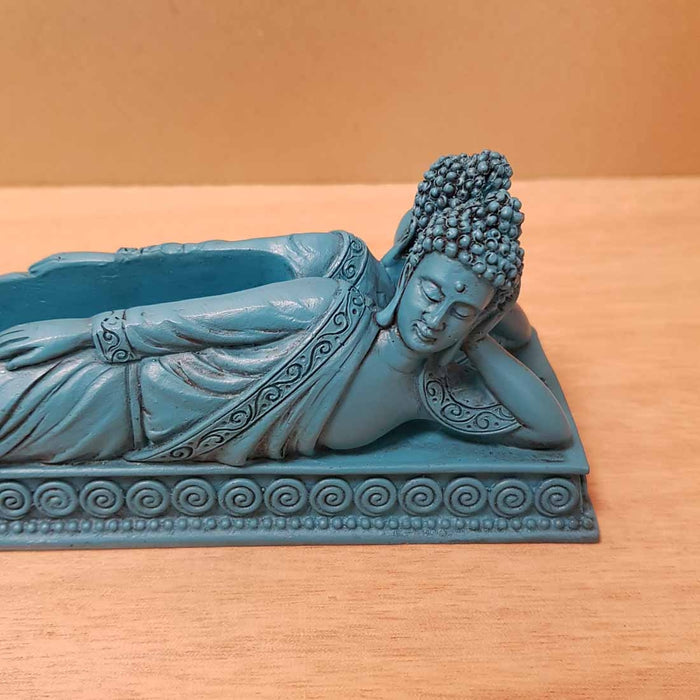 Turquoise Blue Reclining Buddha Incense Holder (approx. 28x7x5cm)