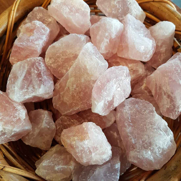 Rose Quartz Rough Rock (assorted. approx. 6-9x4-3-7.5x2.5-6cm but they really do vary a bit)