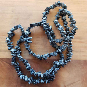 Snowflake Obsidian Chip Necklace (approx. 85cm)