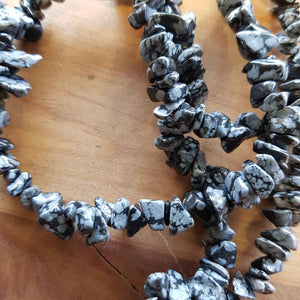 Snowflake Obsidian Chip Necklace (approx. 85cm)