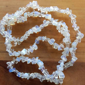 Quartz & Man Made Opalite Chip Necklace (approx. 85cm)