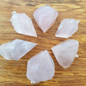 Rose Quartz Partially Polished Point Pendant