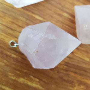 Rose Quartz Partially Polished Point Pendant. (assorted)