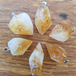 Citrine Partially Polished Point Pendant