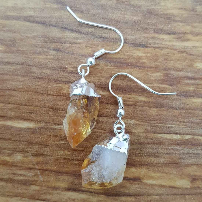 Citrine Earrings (heat treated assorted with silver metal cap)