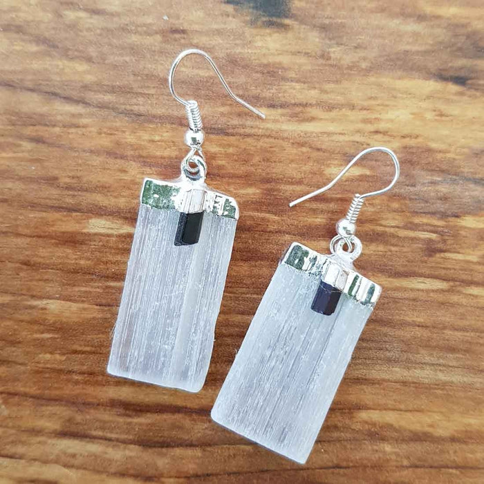 Selenite & Tourmaline Earrings (assorted)