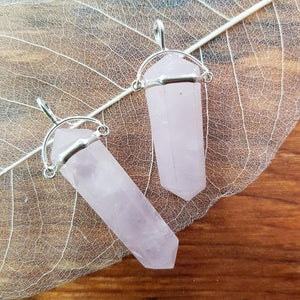 Rose Quartz Point Pendant (sterling silver swing setting)