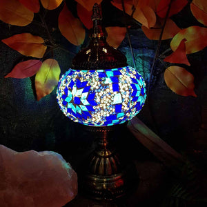 Blue Turkish Style Mosaic Lamp (pumpkin shaped approx. 28.5cm)