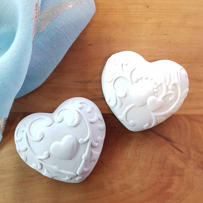 White Embossed Heart (approx. 7x6x2.5cm)