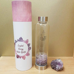 Amethyst Crystal Energy Water Bottle. (and Neoprene Sleeve)