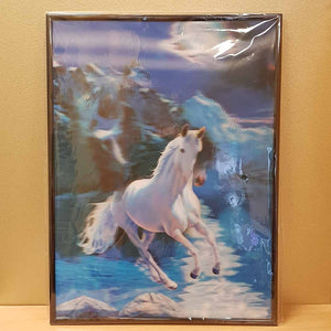 4D White Horse Cantering (39x29cm)