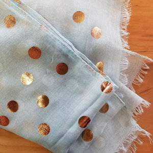 Sky Blue Scarf with Gold Foil Spots