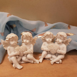 Pair of Cherub Angels holding Heart of Flowers (2 assorted approx. 7.5x6cm)
