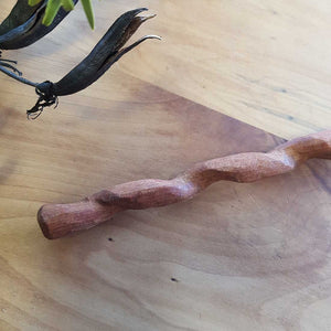 Totara Twist Spoon Hand Crafted in New Zealand from 500 year old Totara from the Feilding Area (approx.33x4.5cm)