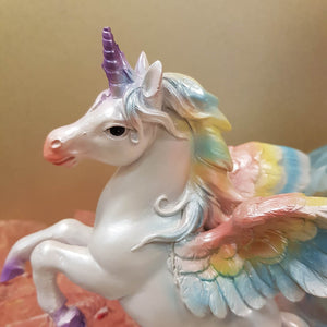 Rainbow Winged Unicorn Rearing (approx 19x15cm)