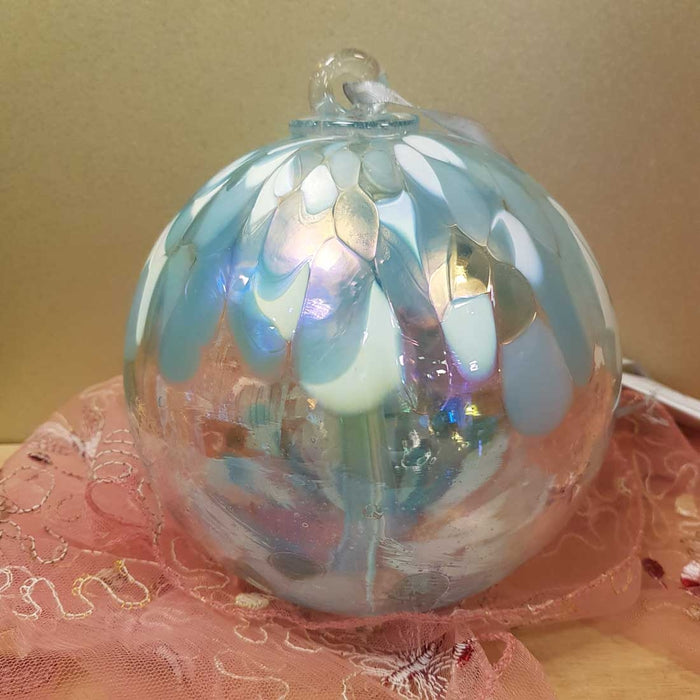 Pastel Blue Hand Crafted Spirit Ball. (glass. approx. 15cm)