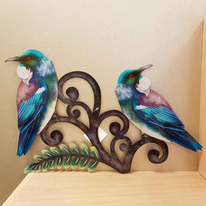Colourful Pair of Tui Metal Wall Art (approx. 38x49cm)