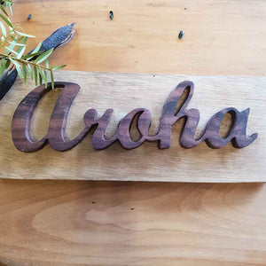 Aroha Wooden Sign (approx. 9.5x24cm)