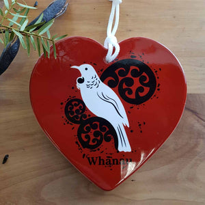 Tui Red Whanau Hanging Heart (approx. 15x15cm)