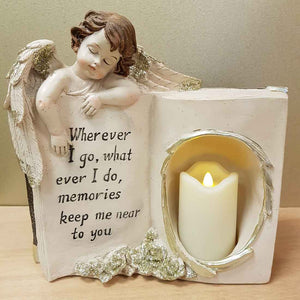 Wherever I Go Whatever I Do Cherub Angel Book with Candle (approx 23x23cm)
