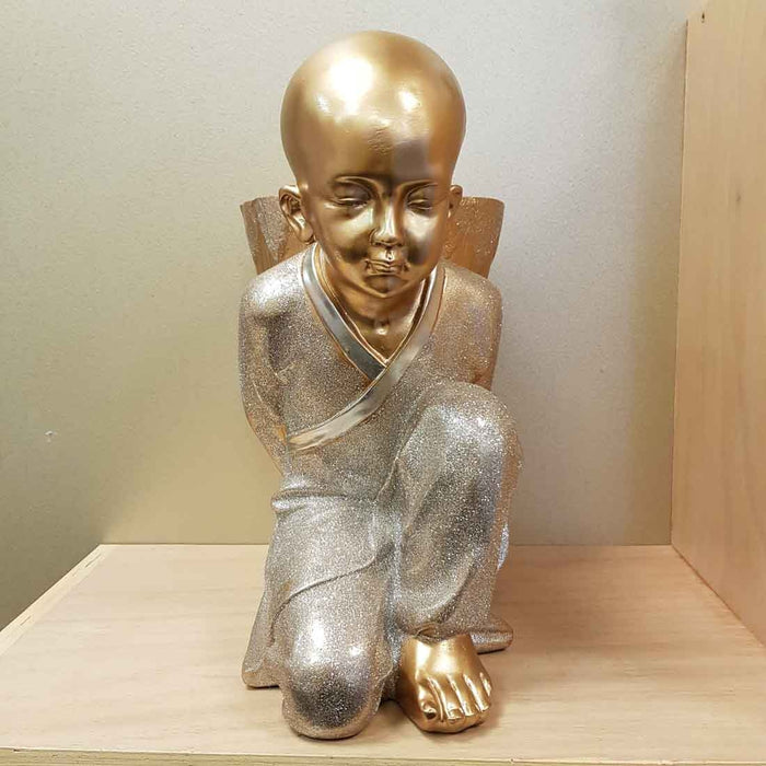 Gold Buddhist Monk Planter (approx 34x28cm)