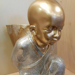 Gold Buddhist Monk Planter (approx 34x28cm)