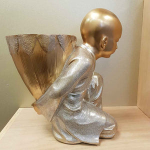 Gold Buddhist Monk Planter (approx 34x28cm)