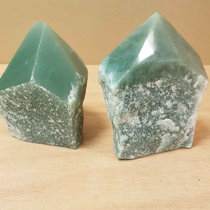 Green Aventurine Partially Polished Point (assort. approx. 6.3-7.8x3.8-6.5x3.7-5.8cm)