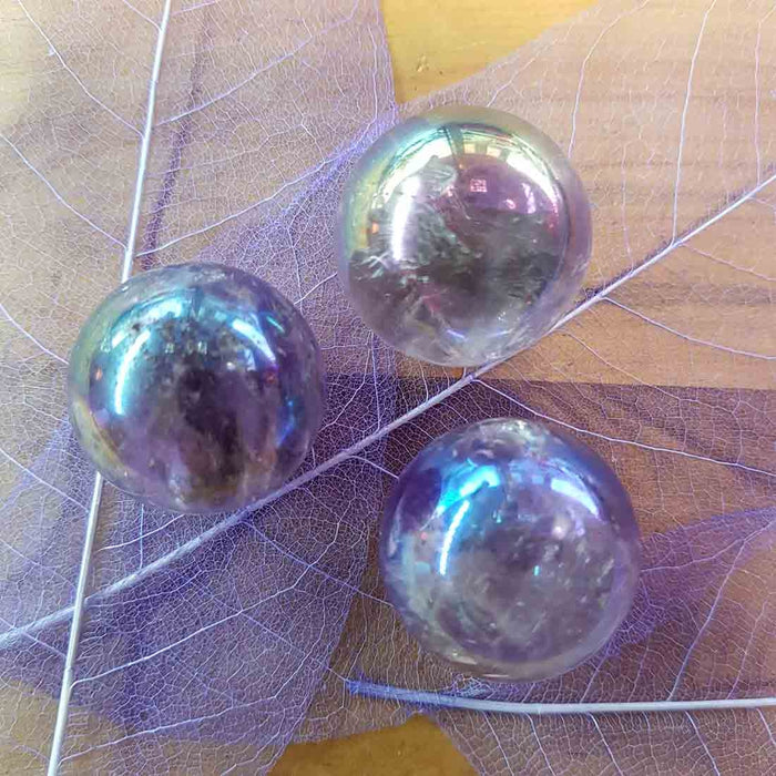 Amethyst Aura Sphere. (assorted approx. 3cm diameter)