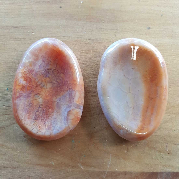 Fire Agate Worry Stone. (assorted approx. 5x3.5cm)