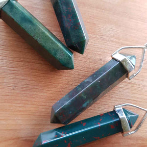 Bloodstone Point Pendant (assorted. sterling silver)