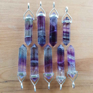 Rainbow Fluorite Point Pendant (assorted. sterling silver)