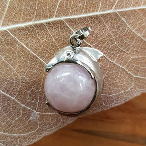 Rose Quartz Sphere/Dolphin Pendant (assorted silver plated)