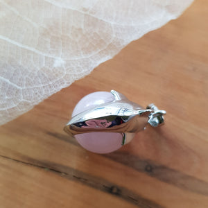 Rose Quartz Sphere/Dolphin Pendant (assorted silver plated)