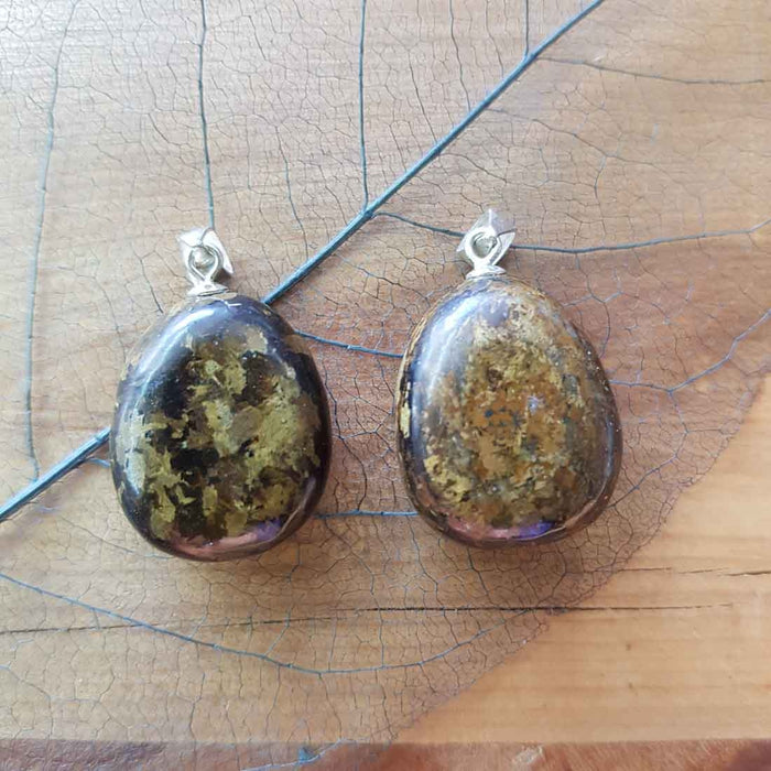 Bronzite Tumbled Pendant (sterling silver)