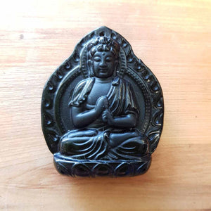 Black Obsidian Buddha Pendant (approx. 4x3cm)