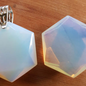 Opalite Hexagonal Pendant (assorted silver metal & man made)