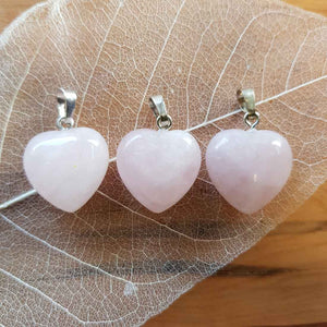 Rose Quartz Heart Pendant (20mm) Silver Plate