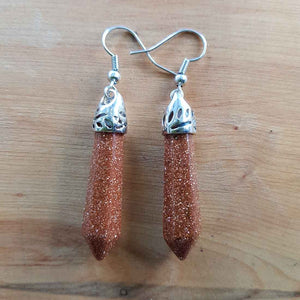 Gold Sandstone Drop Earrings (silver plated) Man-Made