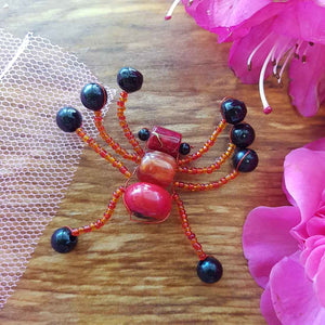 Beaded Red Spider Handcrafted by Freya (approx. 7x5cm)