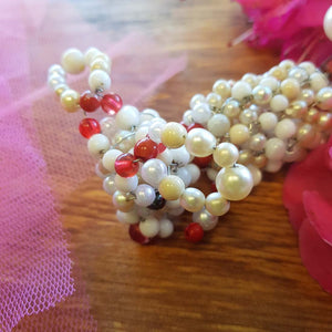 Beaded Red & White Poodle Handcrafted by Freya (approx. 9x7cm)