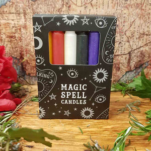 Magic Spell Candles (box of 12 mixed colours approx. 10x1cm per candle)