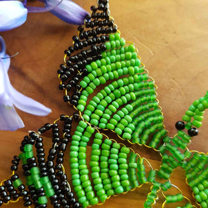 Green & Black Beaded Butterfly Handcrafted by Freya (approx. 10x7cm)