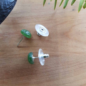 Pounamu (NZ Greenstone) Dome Stud Earrings (sterling silver 8mm)