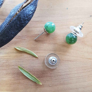 Pounamu (NZ Greenstone) Stud Earrings (sterling silver)