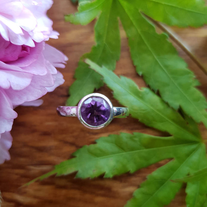 Amethyst Ring set in Sterling Silver. (faceted. assorted)